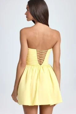 Oh Polly Bandeau Floral-Appliqué Corset Mini Dress In Lemon Sherbet Store