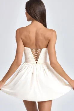 Oh Polly Bandeau Floral-Appliqué Corset Mini Dress In Ivory Online