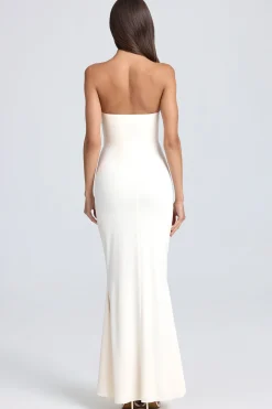 Oh Polly Bandeau Ruffle-Trim Corset Gown In Ivory Discount