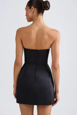 Oh Polly Bandeau Structured Tulip Mini Dress In Black Cheap