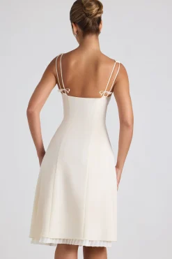 Oh Polly Bow-Detail Pleated A-Line Midi Dress In Ivory Outlet