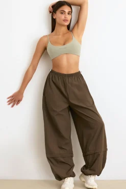 Oh Polly Convertible Wide Leg Track Pants In Espresso Best