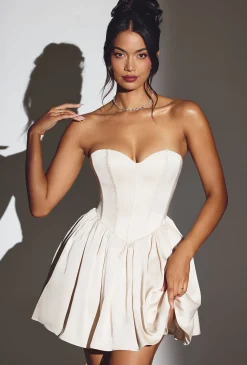 Oh Polly Corset Tulle Mini Dress In Ivory Discount