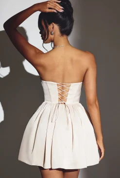 Oh Polly Corset Tulle Mini Dress In Ivory Discount