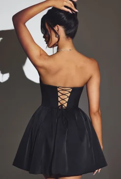 Oh Polly Corset Tulle Mini Dress In Jet Black Hot