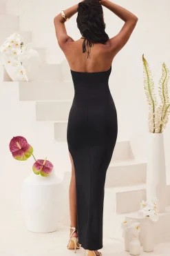 Oh Polly Cut Out Halter Neck Floor Length Maxi Dress In Black Best