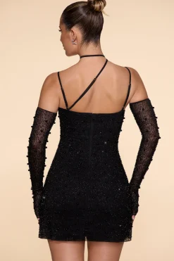 Oh Polly Embellished Asymmetric Corset Mini Dress In Black Outlet