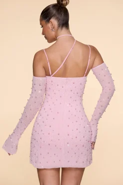 Oh Polly Embellished Asymmetric Corset Mini Dress In Blush Cheap