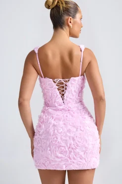 Oh Polly Floral-Appliqué Corset Mini Dress In Lilac Discount