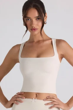 Oh Polly Modal Bow-Detail Crop Top In Ivory Cheap