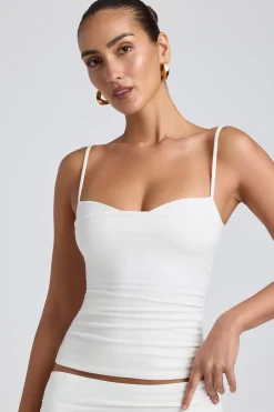 Oh Polly Modal Ruched Layered Tank Top In White Shop