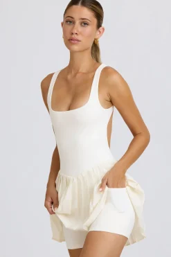 Oh Polly Soft Active Open-Back Pleated Tennis Dress In White Fashion
