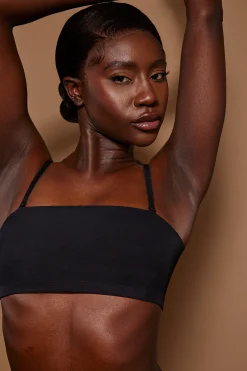 Oh Polly Soft Mesh Bandeau Bra In Black Discount